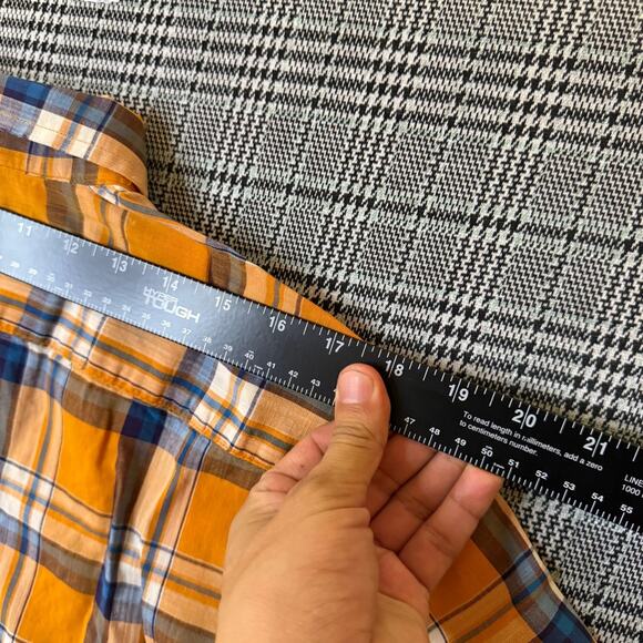 Banana Republic Shirt Orange Plaid Button-Up Slim Fit Size L - Picture 6 of 6